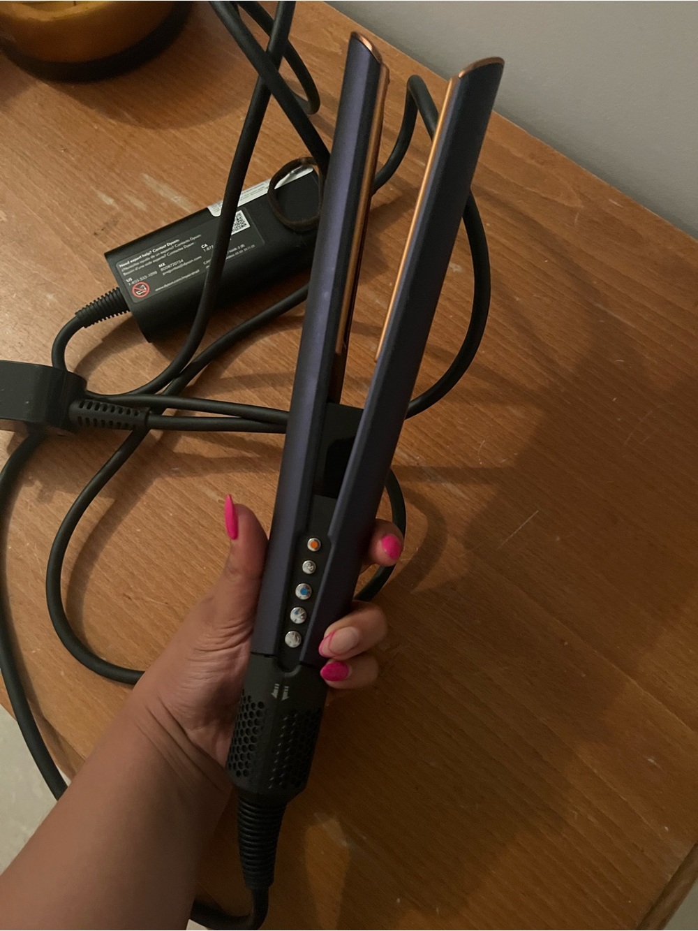 Dyson Airstrait air heat technology no damage Purple and Gold Hair Straightener
